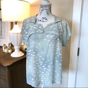 Moulinette Soeurs Blue Silk Polka Dot Blouse